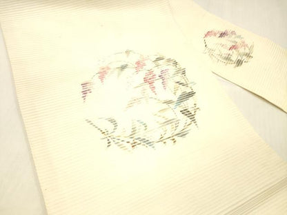 平和屋着物＊夏物　九寸名古屋帯　草花文　正絹　逸品　DABC8349cm