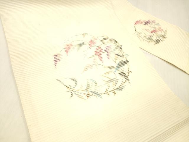 平和屋着物＊夏物　九寸名古屋帯　草花文　正絹　逸品　DABC8349cm