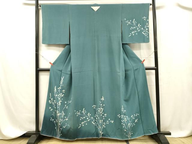 平和屋着物■訪問着　枝葉文　暈し染め　正絹　逸品　DABC8356cm