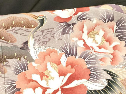 平和屋着物■豪華黒留袖 群鶴花文 金彩 正絹 逸品 DABC8361cm