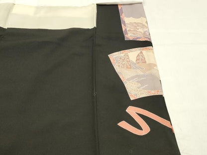 平和屋着物■豪華黒留袖 群鶴花文 金彩 正絹 逸品 DABC8361cm