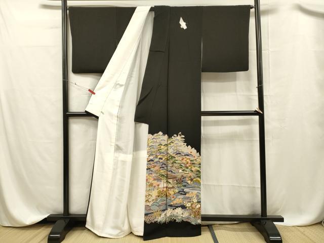 平和屋着物■豪華黒留袖 友禅 作家物 風景文 さが美扱い 正絹 逸品 DABC8364cm