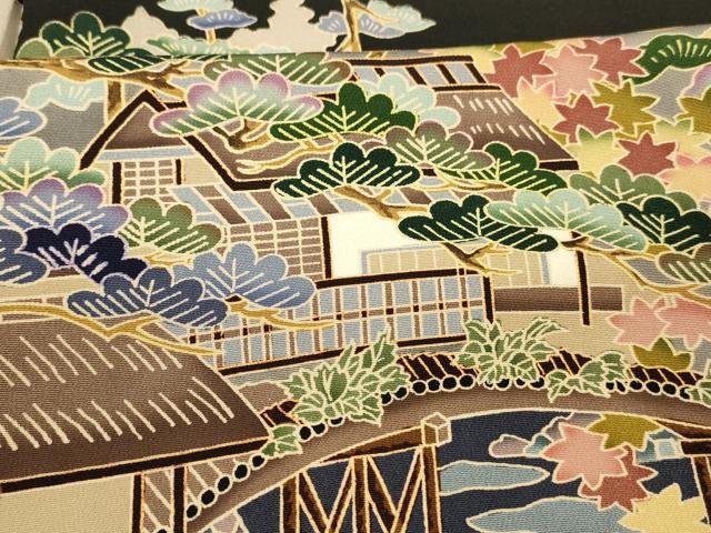 平和屋着物■豪華黒留袖 友禅 作家物 風景文 さが美扱い 正絹 逸品 DABC8364cm