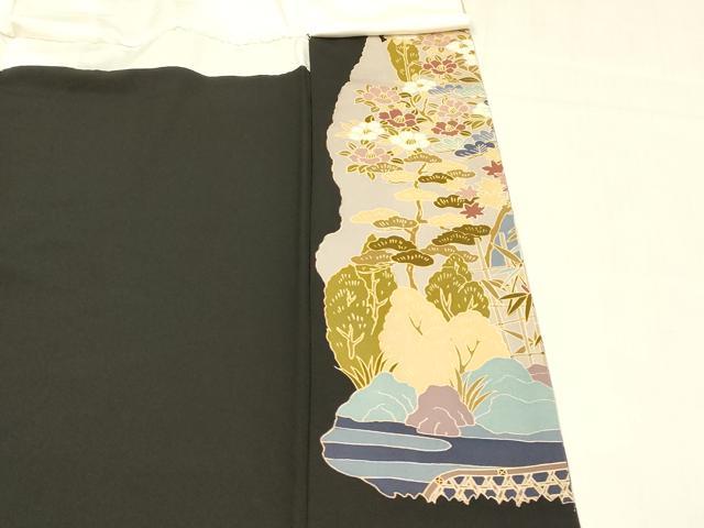 平和屋着物■豪華黒留袖 友禅 作家物 風景文 さが美扱い 正絹 逸品 DABC8364cm