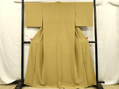 平和屋着物■上質な色無地 黄朽葉色 正絹 逸品 DABC8367cm