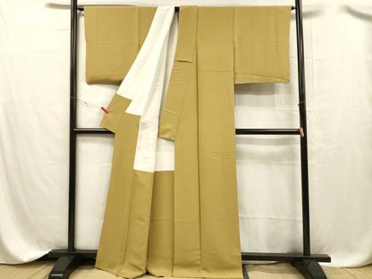 平和屋着物■上質な色無地 黄朽葉色 正絹 逸品 DABC8367cm