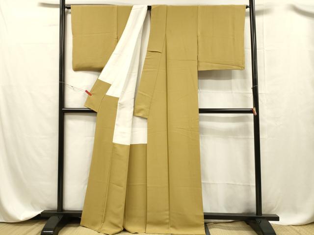 平和屋着物■上質な色無地 黄朽葉色 正絹 逸品 DABC8367cm