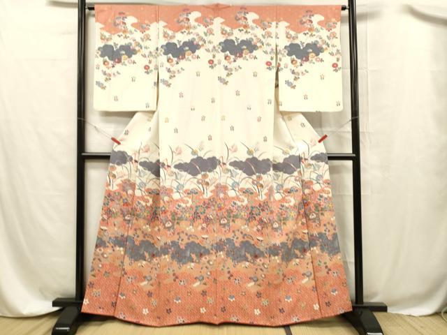 平和屋着物■訪問着 草花文 金彩 正絹 逸品 DABC8372cm