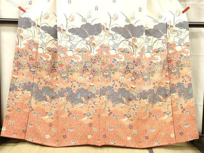 平和屋着物■訪問着 草花文 金彩 正絹 逸品 DABC8372cm