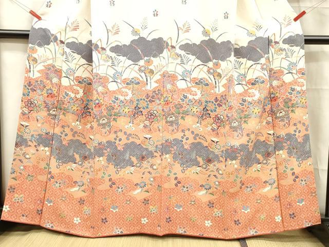 平和屋着物■訪問着 草花文 金彩 正絹 逸品 DABC8372cm
