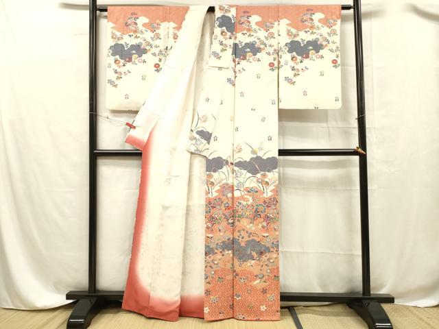 平和屋着物■訪問着 草花文 金彩 正絹 逸品 DABC8372cm