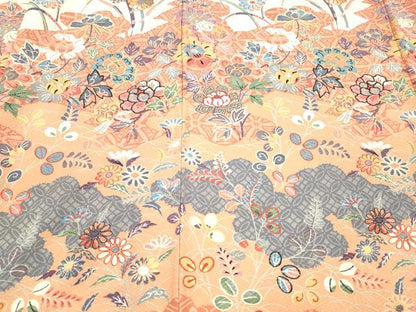 平和屋着物■訪問着 草花文 金彩 正絹 逸品 DABC8372cm