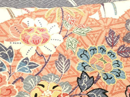 平和屋着物■訪問着 草花文 金彩 正絹 逸品 DABC8372cm