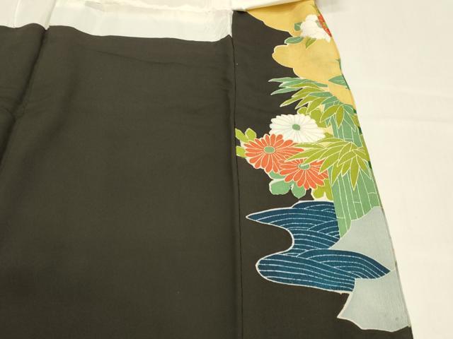 平和屋着物■豪華黒留袖　刺繍　孔雀花文　金銀彩　正絹　逸品　DABC8381cm