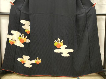 平和屋着物■訪問着 駒刺繍 絞り 草花文 正絹 逸品 DABC8382cm
