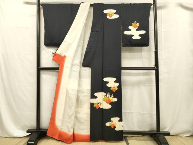 平和屋着物■訪問着 駒刺繍 絞り 草花文 正絹 逸品 DABC8382cm
