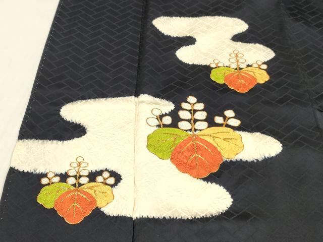 平和屋着物■訪問着 駒刺繍 絞り 草花文 正絹 逸品 DABC8382cm