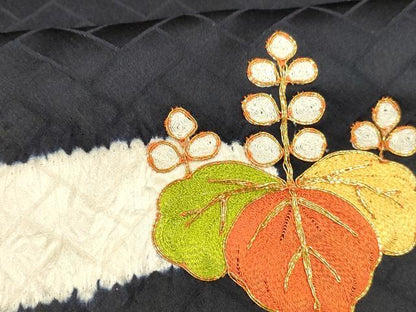 平和屋着物■訪問着 駒刺繍 絞り 草花文 正絹 逸品 DABC8382cm