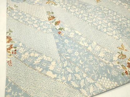 平和屋着物■上質な小紋 紬地 花蝶文 金彩 正絹 逸品 DABC8384cm