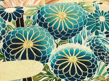 平和屋着物■豪華黒留袖 駒刺繍 流水草花文 金彩 正絹 逸品 DABC8396cm