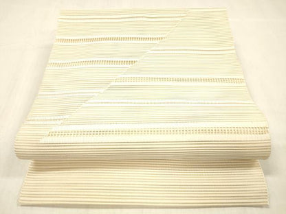 平和屋着物＊夏物 絽綴れ 八寸名古屋帯 横段文 正絹 逸品 DABC8400cm