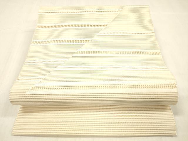 平和屋着物＊夏物 絽綴れ 八寸名古屋帯 横段文 正絹 逸品 DABC8400cm
