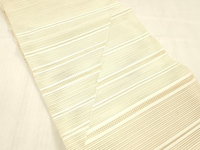 平和屋着物＊夏物 絽綴れ 八寸名古屋帯 横段文 正絹 逸品 DABC8400cm