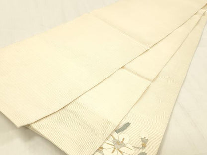 平和屋着物＊夏物 絽綴れ 太鼓柄袋帯 草花文 金銀糸 正絹 逸品 DABC8403cm