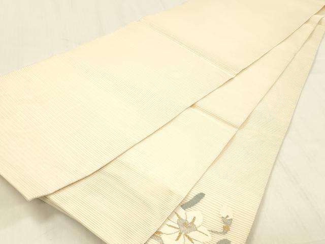 平和屋着物＊夏物 絽綴れ 太鼓柄袋帯 草花文 金銀糸 正絹 逸品 DABC8403cm