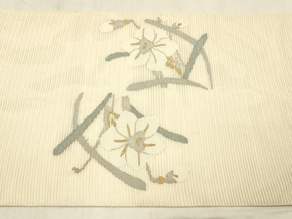 平和屋着物＊夏物 絽綴れ 太鼓柄袋帯 草花文 金銀糸 正絹 逸品 DABC8403cm