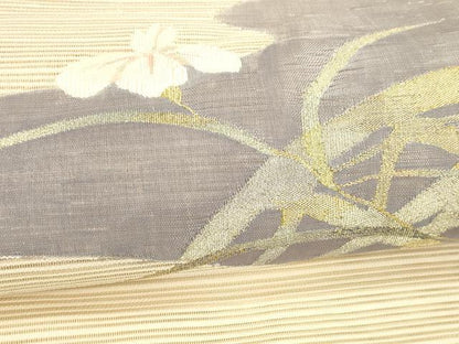 平和屋着物＊夏物 絽綴れ 八寸名古屋帯 籬草花文 金銀糸 正絹 逸品 DABC8404cm