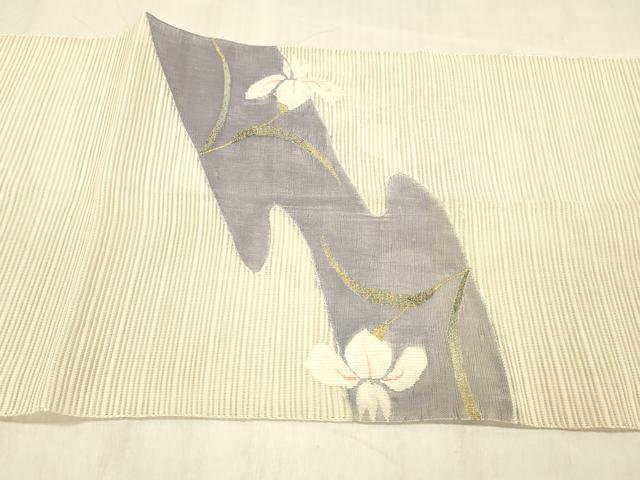 平和屋着物＊夏物 絽綴れ 八寸名古屋帯 籬草花文 金銀糸 正絹 逸品 DABC8404cm