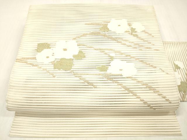 平和屋着物＊夏物 絽綴れ 八寸名古屋帯 草花文 金糸 正絹 逸品 DABC8406cm