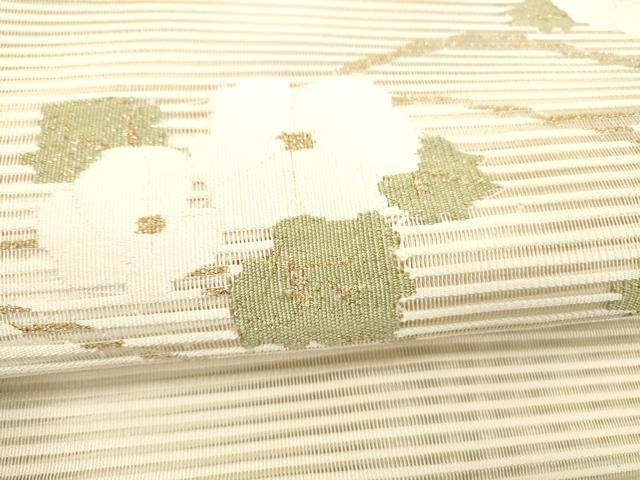 平和屋着物＊夏物 絽綴れ 八寸名古屋帯 草花文 金糸 正絹 逸品 DABC8406cm