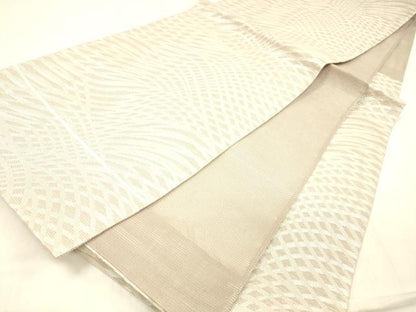 平和屋着物＊夏物 六通柄袋帯 抽象文様 銀糸 正絹 逸品 DABC8408cm