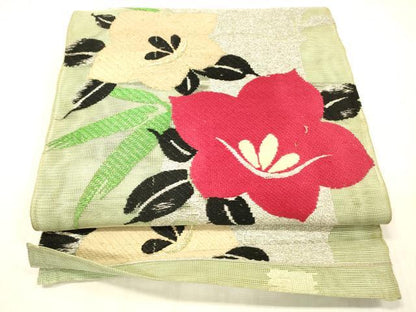平和屋着物＊夏物 アンティーク 大正ロマン 六通柄 本袋帯 総刺繍 草花文 金銀糸 正絹 逸品 DABC8410cm