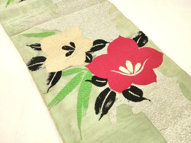 平和屋着物＊夏物 アンティーク 大正ロマン 六通柄 本袋帯 総刺繍 草花文 金銀糸 正絹 逸品 DABC8410cm