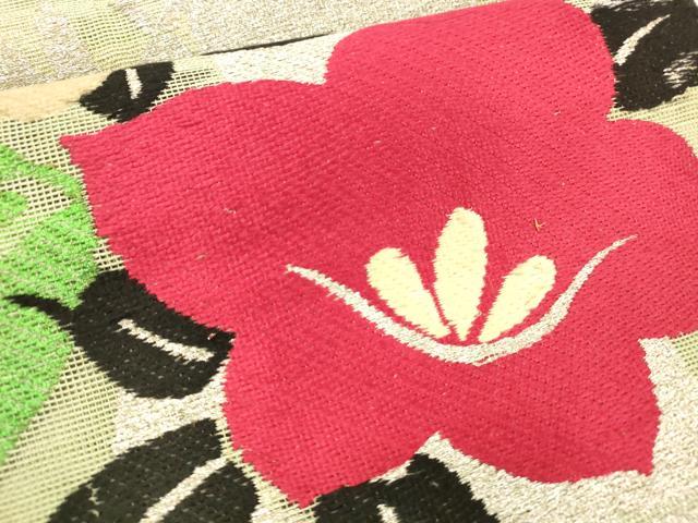 平和屋着物＊夏物 アンティーク 大正ロマン 六通柄 本袋帯 総刺繍 草花文 金銀糸 正絹 逸品 DABC8410cm
