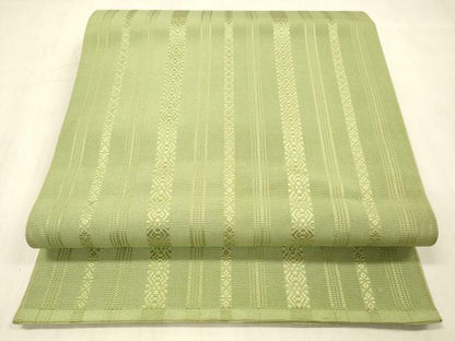 平和屋着物＊夏物 本場筑前博多織 八寸名古屋帯 一重帯 紗献上 苗色 正絹 逸品 DABC8411cm