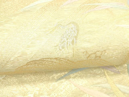 平和屋着物＊夏物 六通柄袋帯 一声二声 花鳥文 金銀糸 正絹 逸品 DABC8413cm