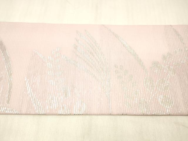 平和屋着物＊夏物 全通柄九寸名古屋帯 草葉文 銀糸 正絹 逸品 DABC8415cm