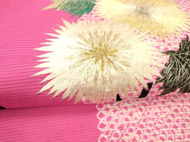 平和屋着物＊夏物 アンティーク 大正ロマン 九寸名古屋帯 絽縮緬 総手刺繍 絞り 枝花文 金銀糸 正絹 逸品 DABC8418cm