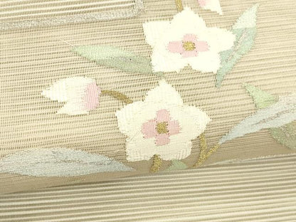 平和屋着物＊夏物 絽綴れ 八寸名古屋帯 草花文 金銀糸 逸品 DABC8419cm