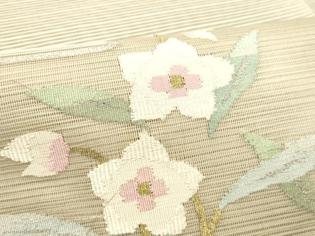 平和屋着物＊夏物 絽綴れ 八寸名古屋帯 草花文 金銀糸 逸品 DABC8419cm