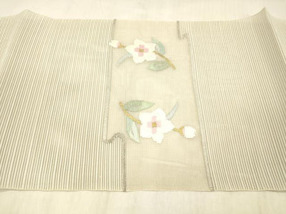 平和屋着物＊夏物 絽綴れ 八寸名古屋帯 草花文 金銀糸 逸品 DABC8419cm