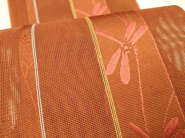 平和屋着物＊夏物 博多織 半幅帯 蜻蛉間道 DABC8421cm