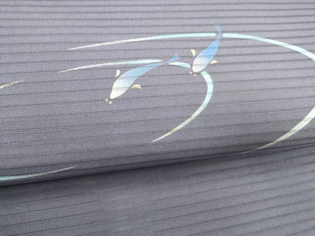 平和屋着物＊夏物 絽塩瀬 九寸名古屋帯 流水魚文 金銀彩 正絹 逸品 DABC8422cm
