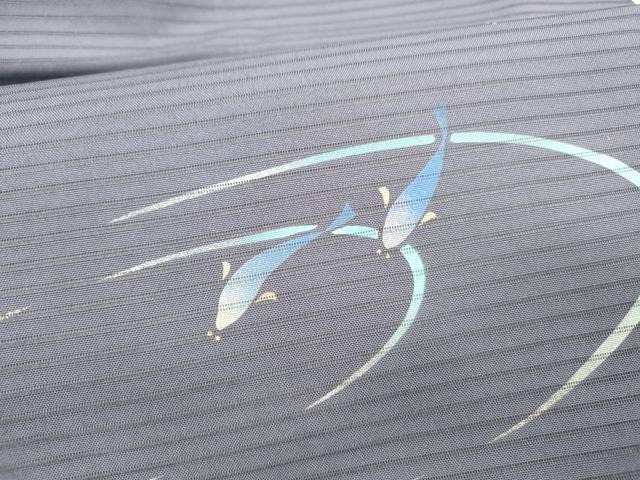 平和屋着物＊夏物 絽塩瀬 九寸名古屋帯 流水魚文 金銀彩 正絹 逸品 DABC8422cm