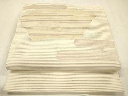 平和屋着物＊夏物 絽綴れ 八寸名古屋帯 地紙横段文 正絹 逸品 DABC8423cm