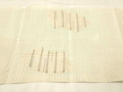 平和屋着物＊夏物 絽綴れ 八寸名古屋帯 地紙横段文 正絹 逸品 DABC8423cm